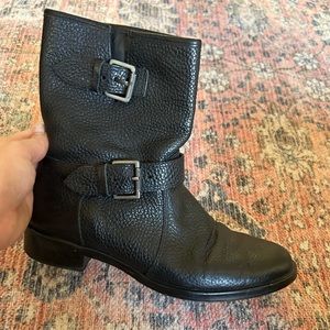 J Crew Motorcycle Leather Black Boots